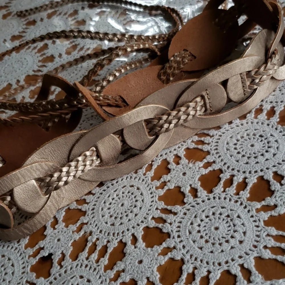 Gold leather breided belt